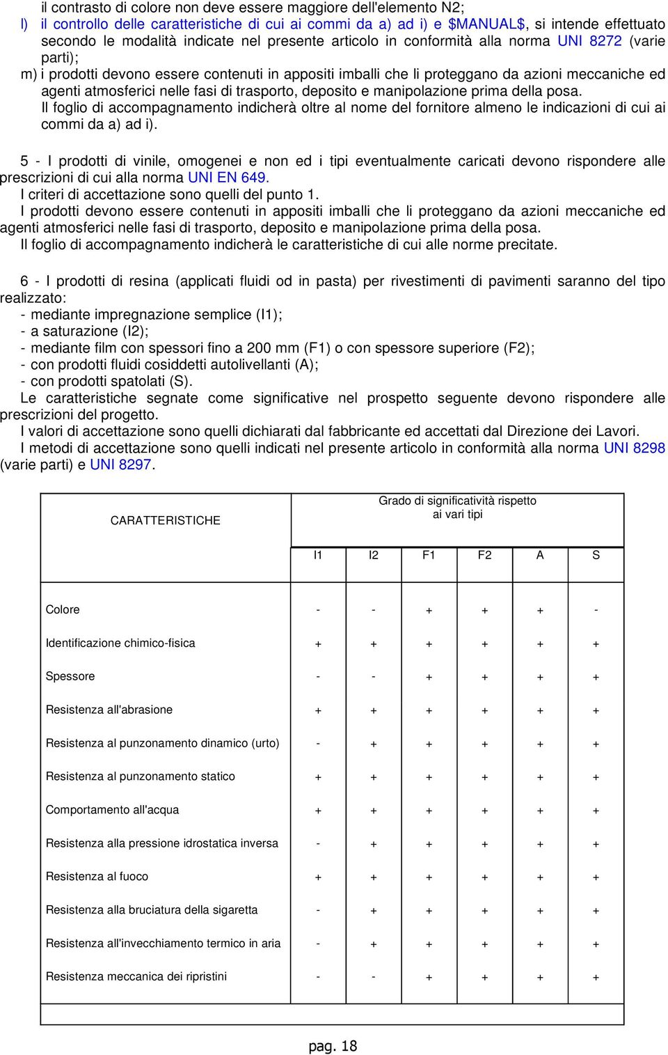 trasporto, deposito e manipolazione prima della posa. Il foglio di accompagnamento indicherà oltre al nome del fornitore almeno le indicazioni di cui ai commi da a) ad i).