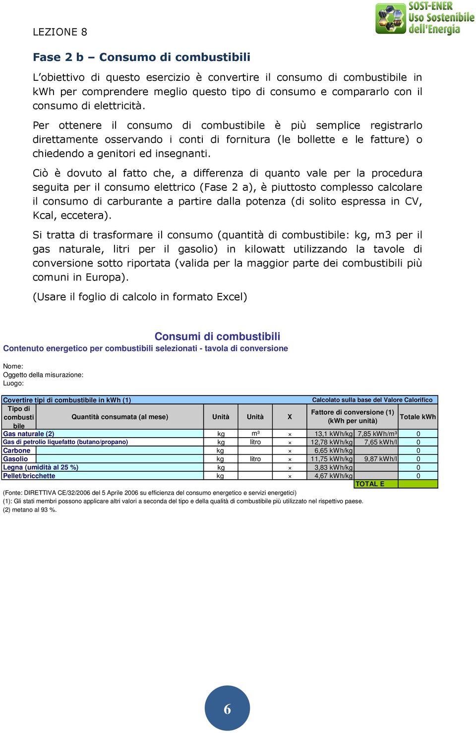 Ciò è dovuto al fatto che, a differenza di quanto vale per la procedura seguita per il consumo elettrico (Fase 2 a), è piuttosto complesso calcolare il consumo di carburante a partire dalla potenza