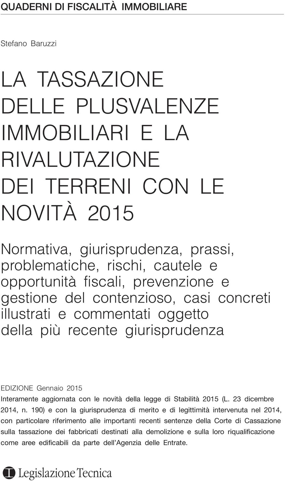 aggiornata con le novità della legge di Stabilità 2015 (L. 23 dicembre 2014, n.