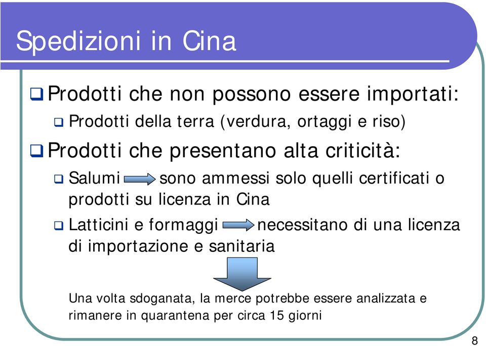 prodotti su licenza in Cina Latticini e formaggi necessitano di una licenza di importazione e