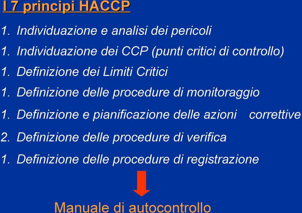 Definizione delle procedure di monitoraggio 1.