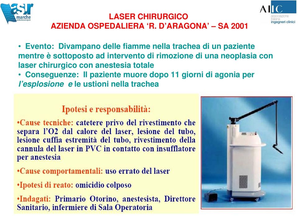 mentre è sottoposto ad intervento di rimozione di una neoplasia con laser