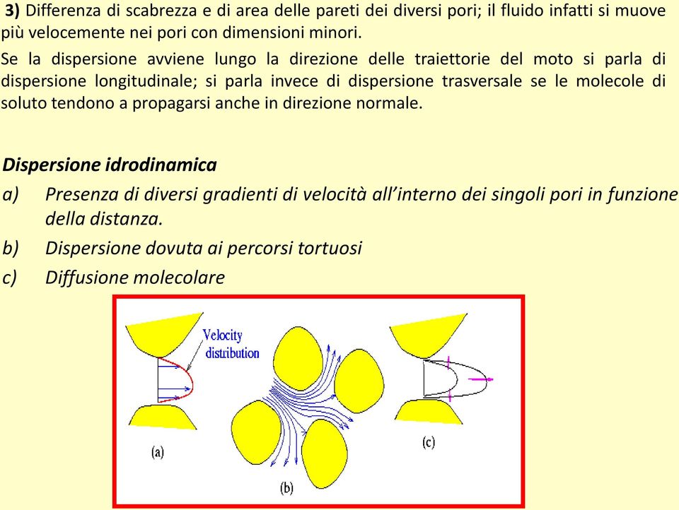 trasversale se le molecole di soluto tendono a propagarsi anche in direzione normale.