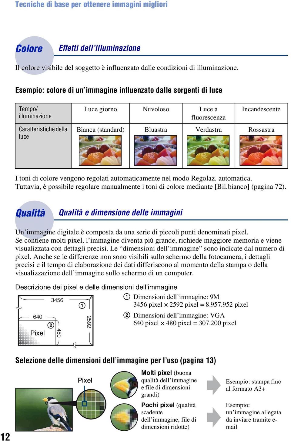 Verdastra Rossastra I toni di colore vengono regolati automaticamente nel modo Regolaz. automatica. Tuttavia, è possibile regolare manualmente i toni di colore mediante [Bil.bianco] (pagina 72).