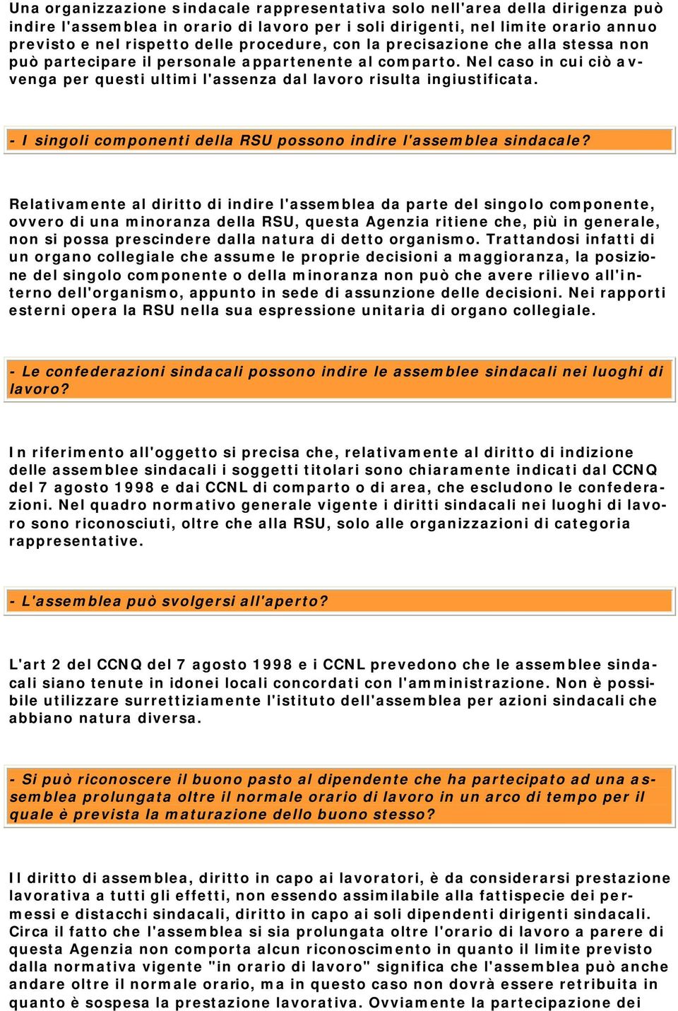 - I singoli componenti della RSU possono indire l'assemblea sindacale?