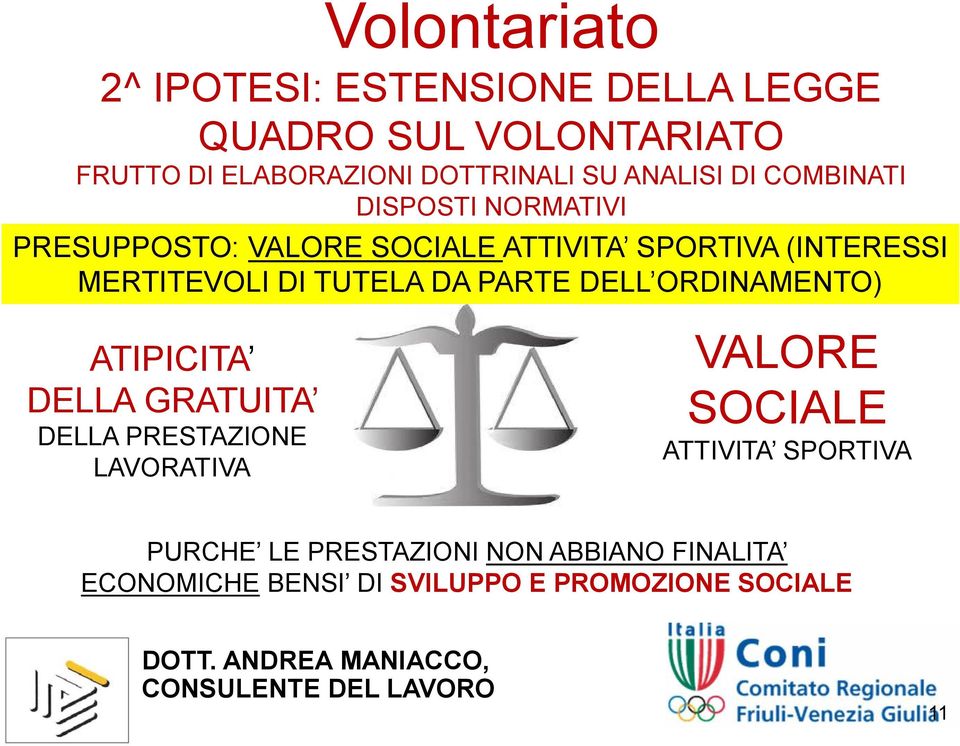 DI TUTELA DA PARTE DELL ORDINAMENTO) ATIPICITA DELLA GRATUITA DELLA PRESTAZIONE LAVORATIVA VALORE SOCIALE