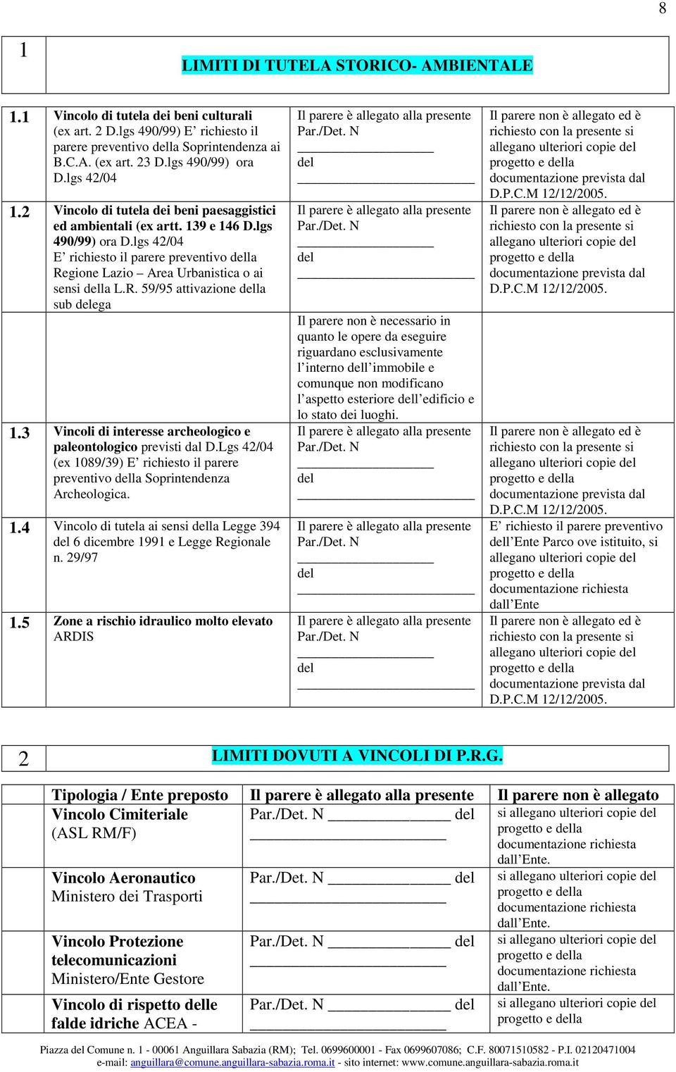 R. 59/95 attivazione della sub delega 1.3 Vincoli di interesse archeologico e paleontologico previsti dal D.Lgs 42/04 (ex 1089/39) E richiesto il parere preventivo della Soprintendenza Archeologica.