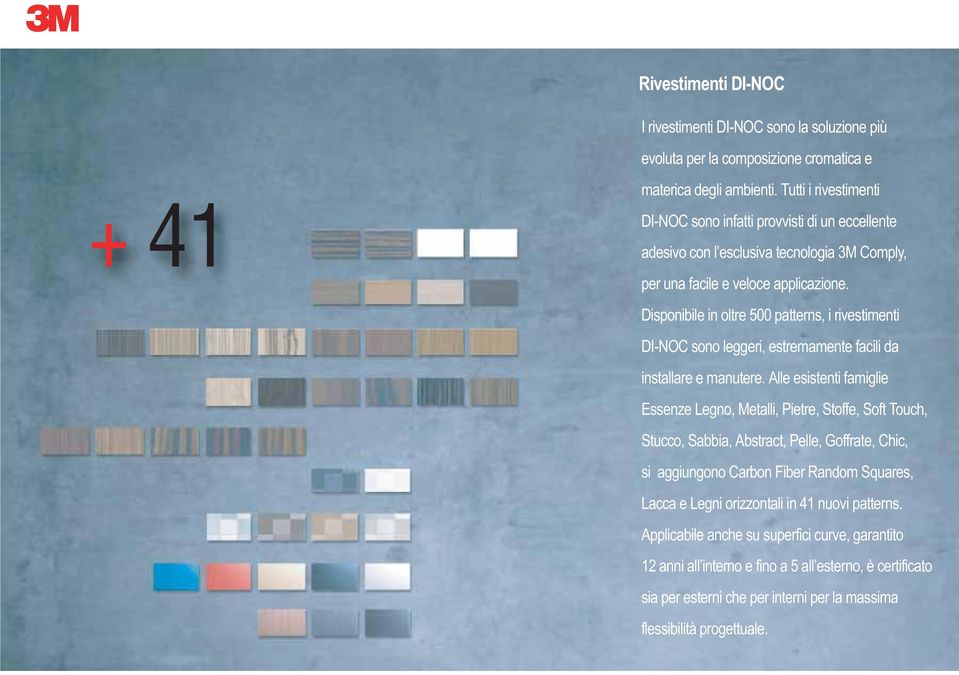 Disponibile in oltre 500 patterns, i rivestimenti DI-NOC sono leggeri, estremamente facili da installare e manutere.