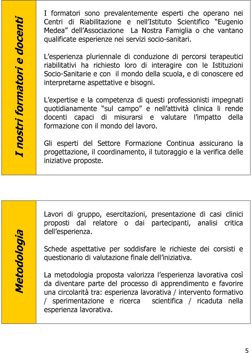 L esperienza pluriennale di conduzione di percorsi terapeutici riabilitativi ha richiesto loro di interagire con le Istituzioni Socio-Sanitarie e con il mondo della scuola, e di conoscere ed