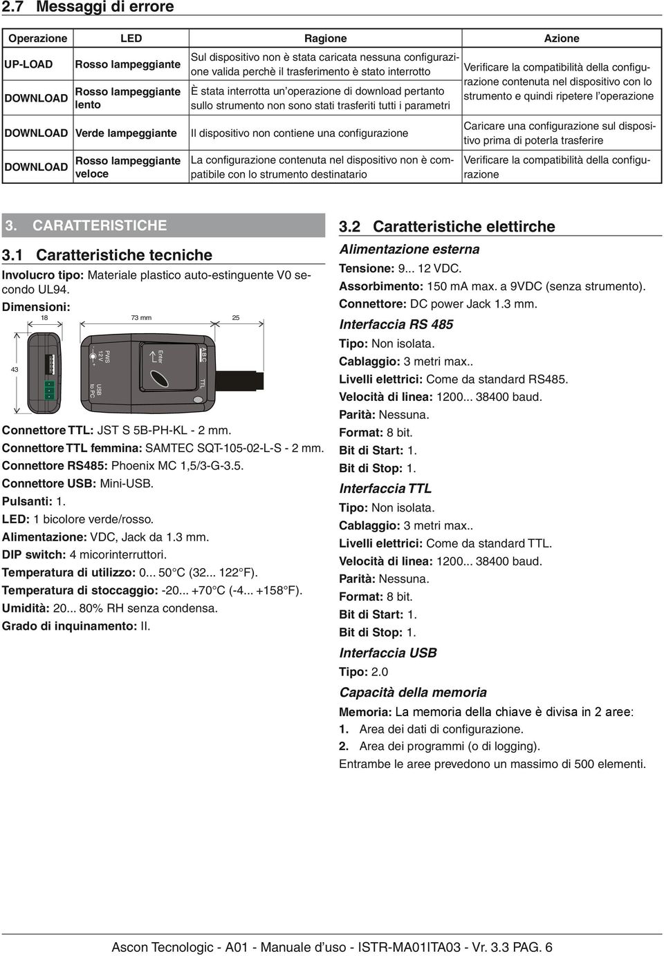 contenuta nel dispositivo con lo strumento e quindi ripetere l operazione DOWNLOAD Verde lampeggiante DOWNLOAD Rosso lampeggiante veloce Il dispositivo non contiene una configurazione La