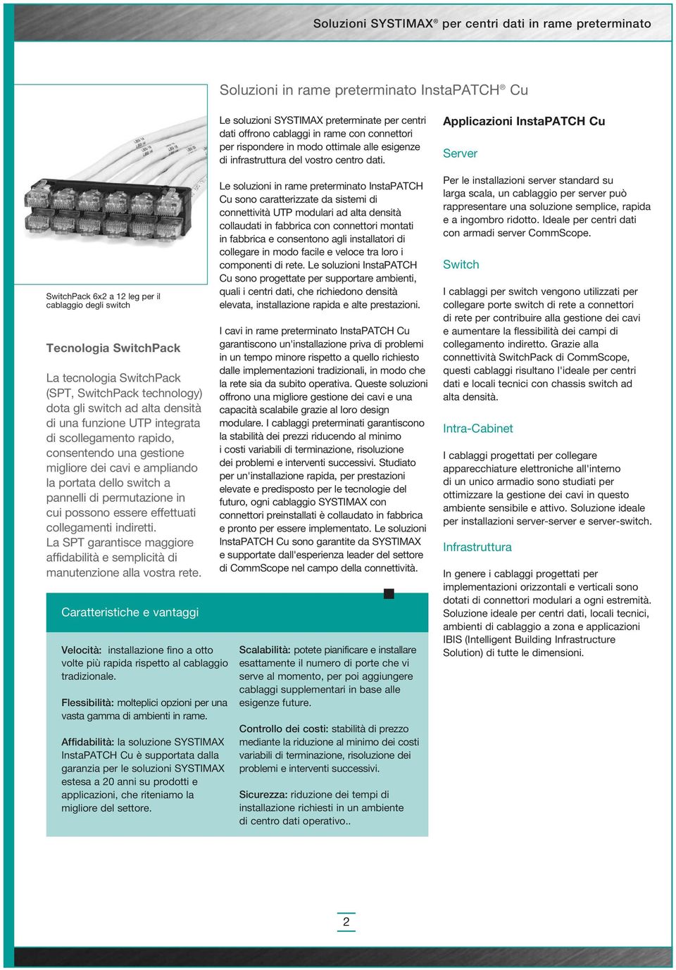 switch a pannelli di permutazione in cui possono essere effettuati collegamenti indiretti. La SPT garantisce maggiore affidabilità e semplicità di manutenzione alla vostra rete.