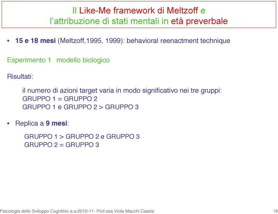 in modo significativo nei tre gruppi: GRUPPO 1 = GRUPPO 2 GRUPPO 1 e GRUPPO 2 > GRUPPO 3 Replica a 9 mesi: GRUPPO 1