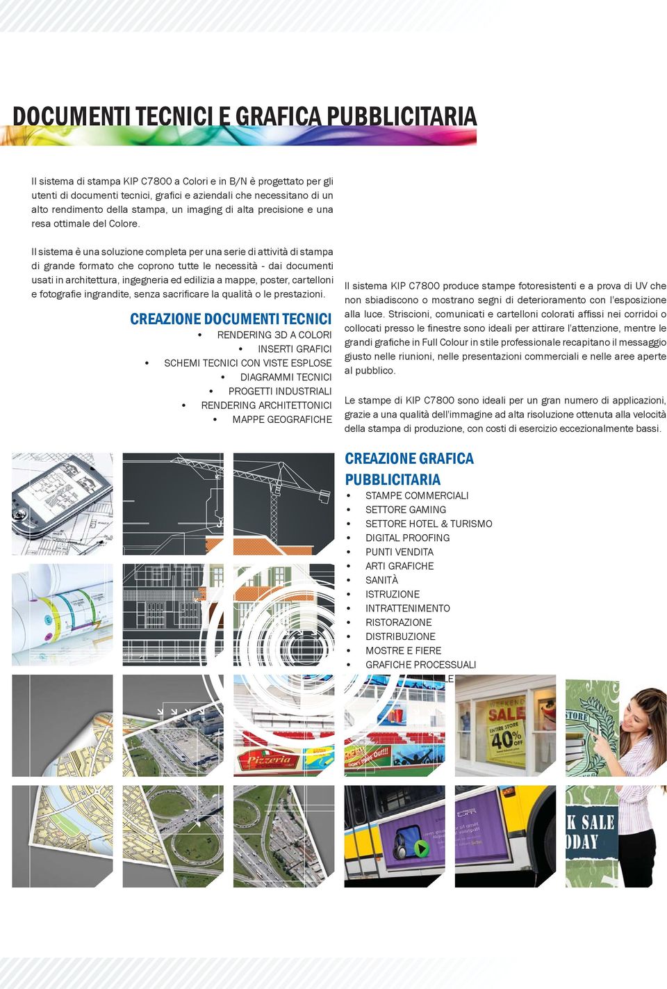 Il sistema è una soluzione completa per una serie di attività di stampa di grande formato che coprono tutte le necessità - dai documenti usati in architettura, ingegneria ed edilizia a mappe, poster,