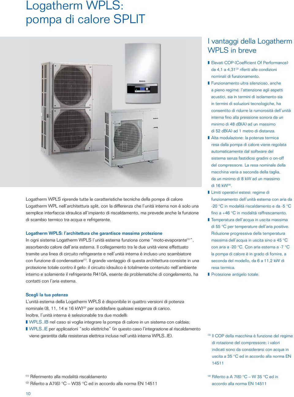 Logatherm WPLS: l architettura che garantisce massima protezione In ogni sistema Logatherm WPLS l unità esterna funziona come moto-evaporante (1), assorbendo calore dall aria esterna.