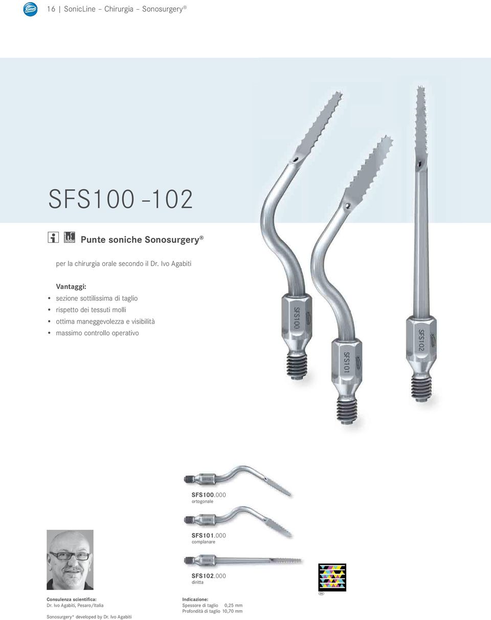 massimo controllo operativo SFS100.000 ortogonale SFS101.000 complanare SFS102.000 diritta Consulenza scientifica: Dr.