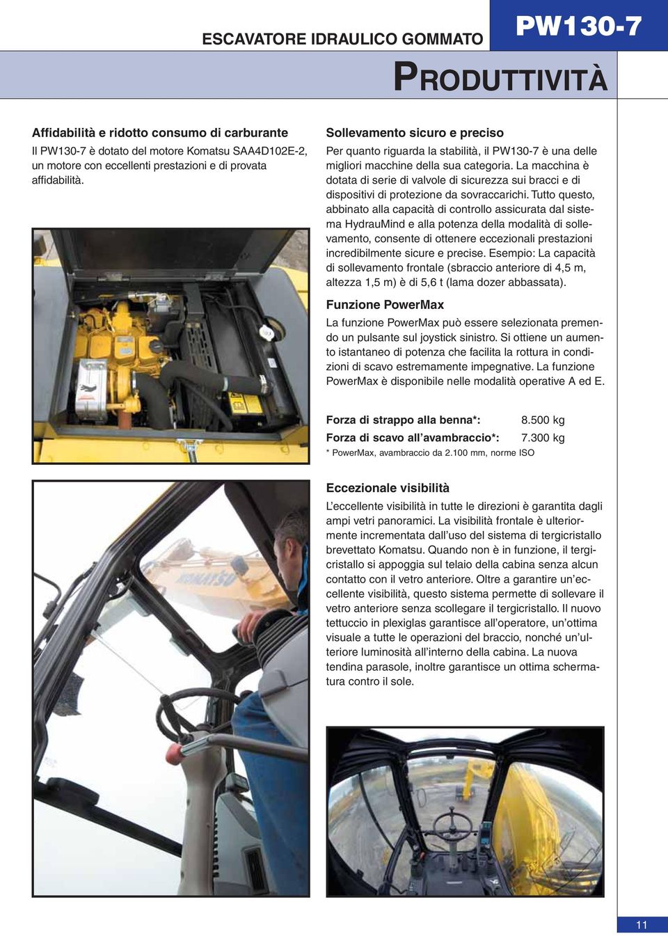 La macchina è dotata di serie di valvole di sicurezza sui bracci e di dispositivi di protezione da sovraccarichi.