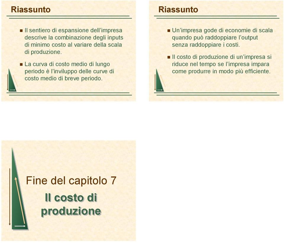 Un impresa gode di economie di scala quando può raddoppiare l output senza raddoppiare i costi.