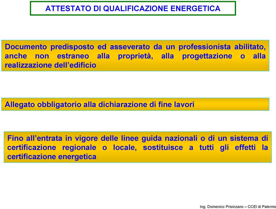 Allegato obbligatorio alla dichiarazione di fine lavori Fino all entrata in vigore delle linee guida