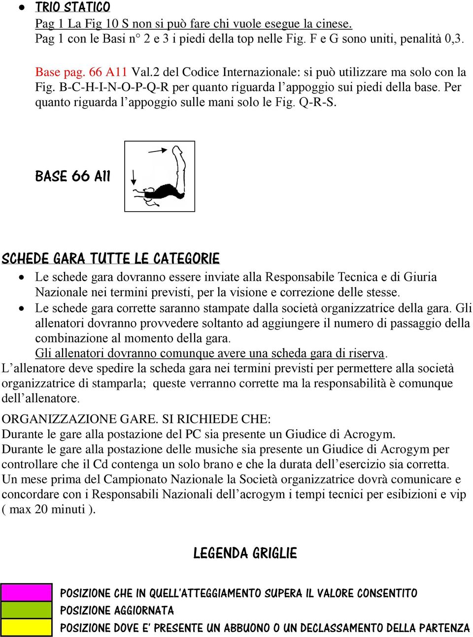 BASE 66 A11 SCHEDE GARA TUTTE LE CATEGORIE Le schede gara dovranno essere inviate alla Responsabile Tecnica e di Giuria Nazionale nei termini previsti, per la visione e correzione delle stesse.