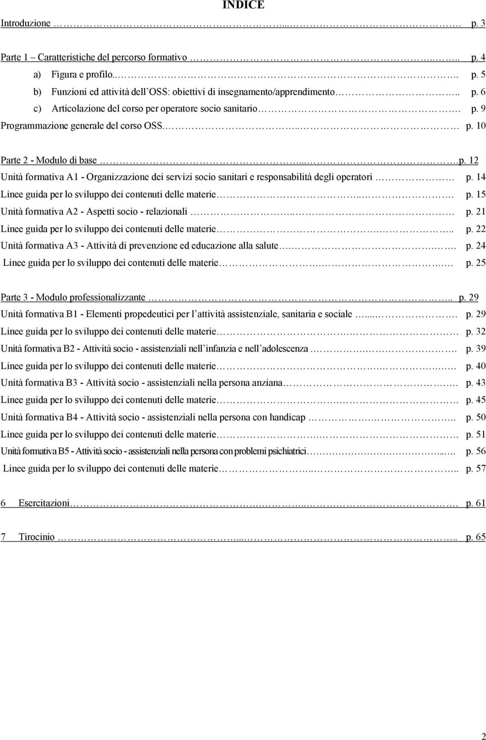 14 Linee guida per lo sviluppo dei contenuti delle materie... p. 15 Unità formativa A2 - Aspetti socio - relazionali.. p. 21 Linee guida per lo sviluppo dei contenuti delle materie... p. 22 Unità formativa A3 - Attività di prevenzione ed educazione alla salute.