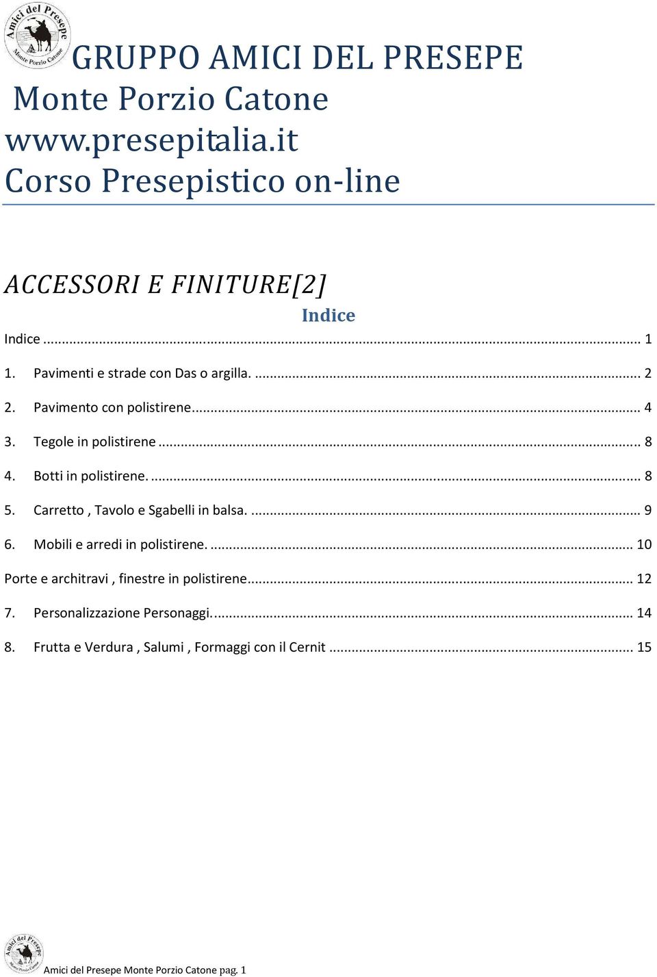 Carretto, Tavolo e Sgabelli in balsa.... 9 6. Mobili e arredi in polistirene.... 10 Porte e architravi, finestre in polistirene... 12 7.