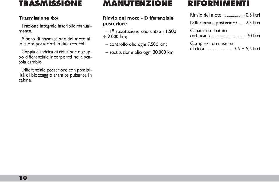 Differenziale posteriore con possibilità di bloccaggio tramite pulsante in cabina.