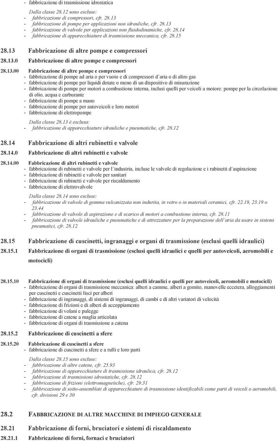 Fabbricazione di altre pompe e compressori 28.13.