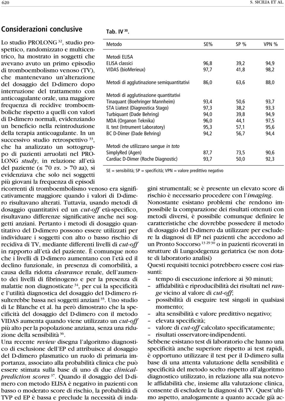 mantenevano un alterazione del dosaggio del D-dimero dopo interruzione del trattamento con anticoagulante orale, una maggiore frequenza di recidive tromboemboliche rispetto a quelli con valori di