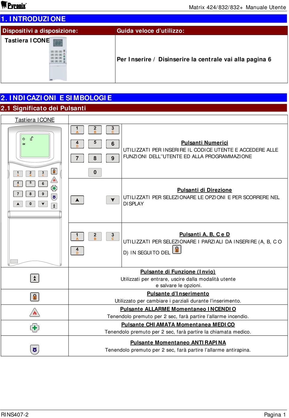 OPZIONI E PER SCORRERE NEL DISPLAY Pulsanti A, B, C e D UTILIZZATI PER SELEZIONARE I PARZIALI DA INSERIRE (A, B, C O D) IN SEGUITO DEL Pulsante di Funzione (Invio) Utilizzati per entrare, uscire