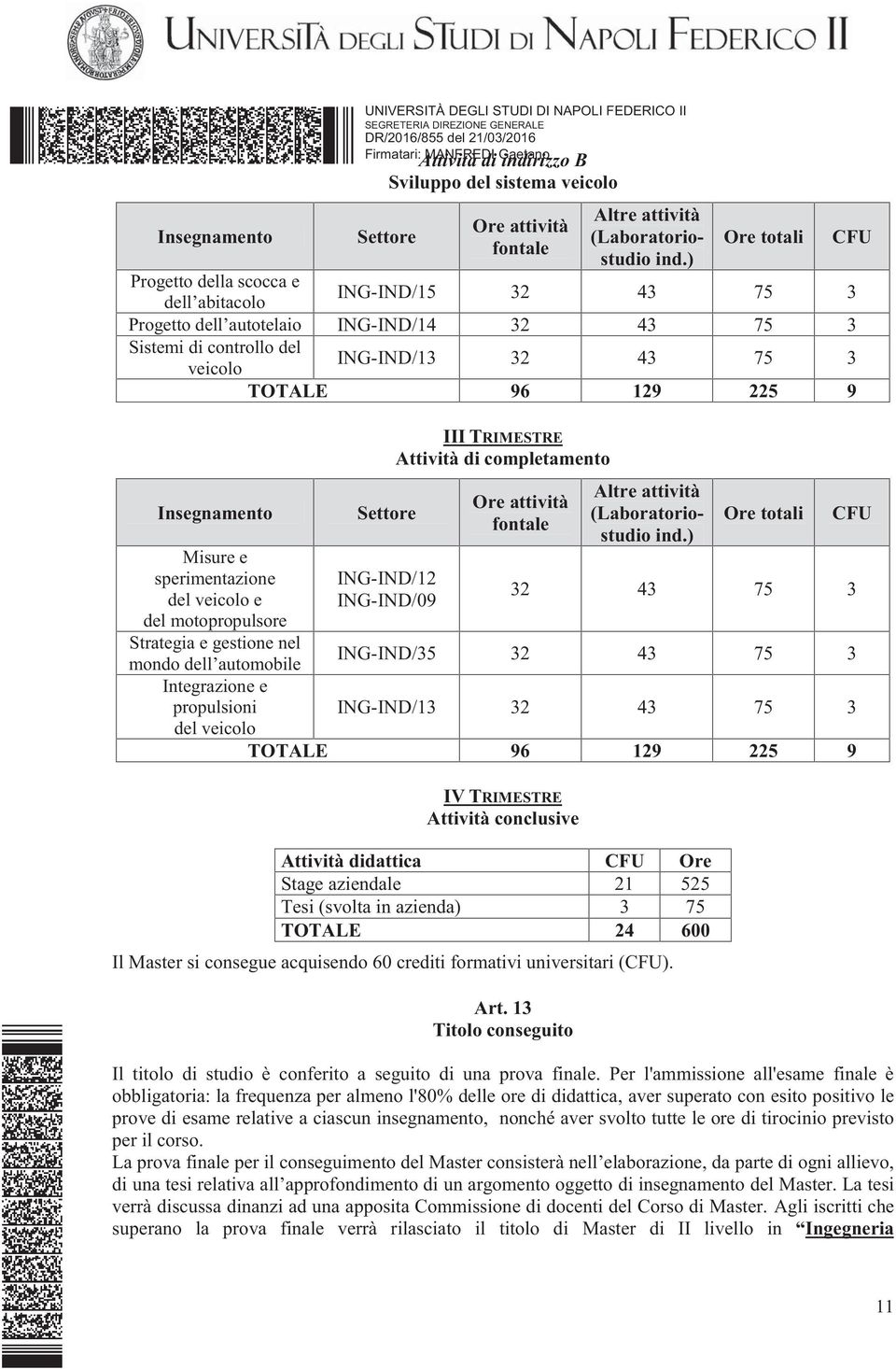 Insegnamento Misure e sperimentazione del veicolo e del motopropulsore Strategia e gestione nel mondo dell automobile Integrazione e propulsioni del veicolo UNIVERSITÀ DEGLI STUDI DI NAPOLI FEDERICO