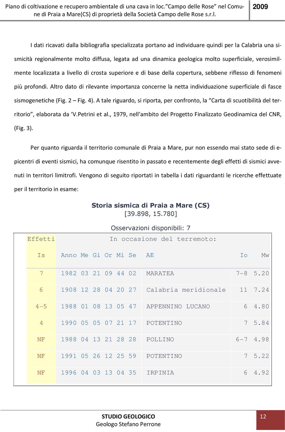 Altro dato di rilevante importanza concerne la netta individuazione superficiale di fasce sismogenetiche (Fig. 2 Fig. 4).