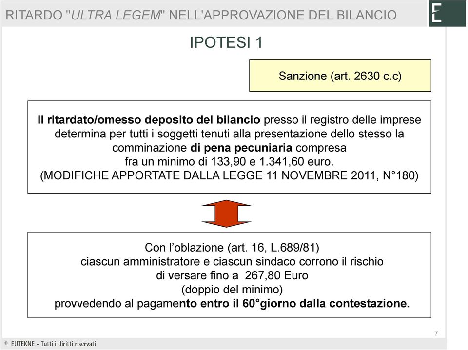 stesso la comminazione di pena pecuniaria compresa fra un minimo di 133,90 e 1.341,60 euro.