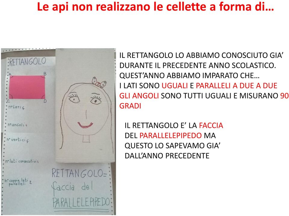 QUEST ANNO ABBIAMO IMPARATO CHE I LATI SONO UGUALI E PARALLELI A DUE A DUE GLI