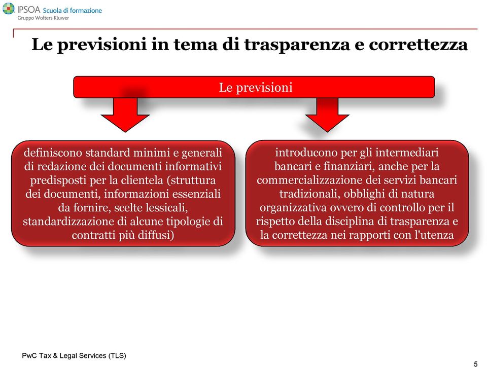 tipologie di contratti più diffusi) introducono per gli intermediari bancari e finanziari, anche per la commercializzazione dei servizi bancari