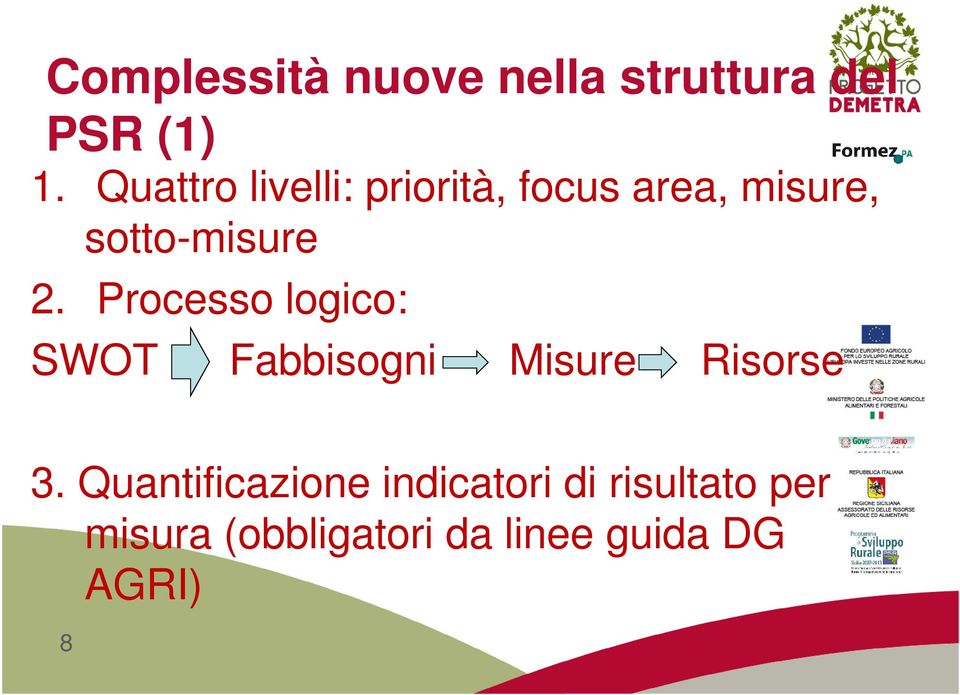 Processo logico: SWOT Fabbisogni Misure Risorse 3.