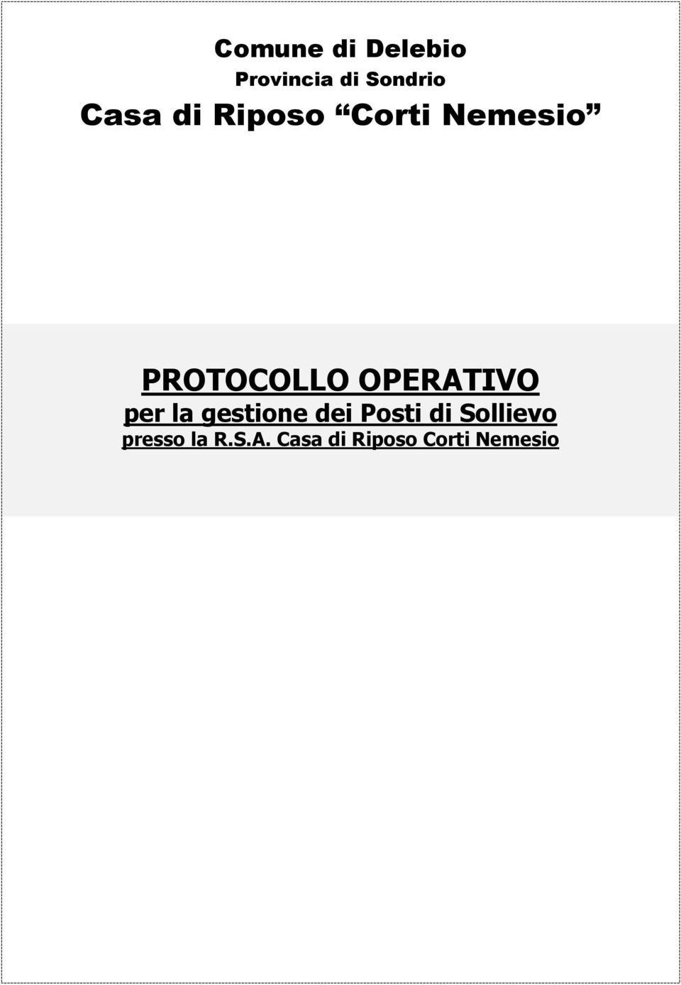 OPERATIVO per la gestione dei Posti di