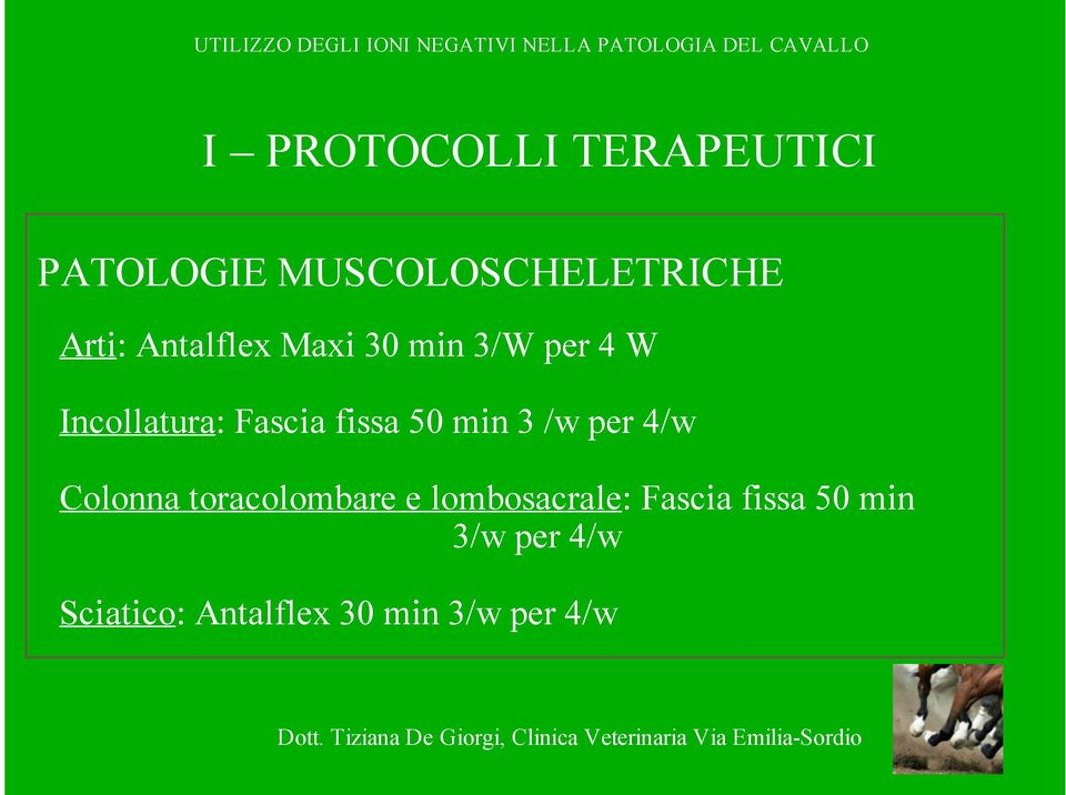 min 3 /w per 4/w Colonna toracolombare e lombosacrale: Fascia