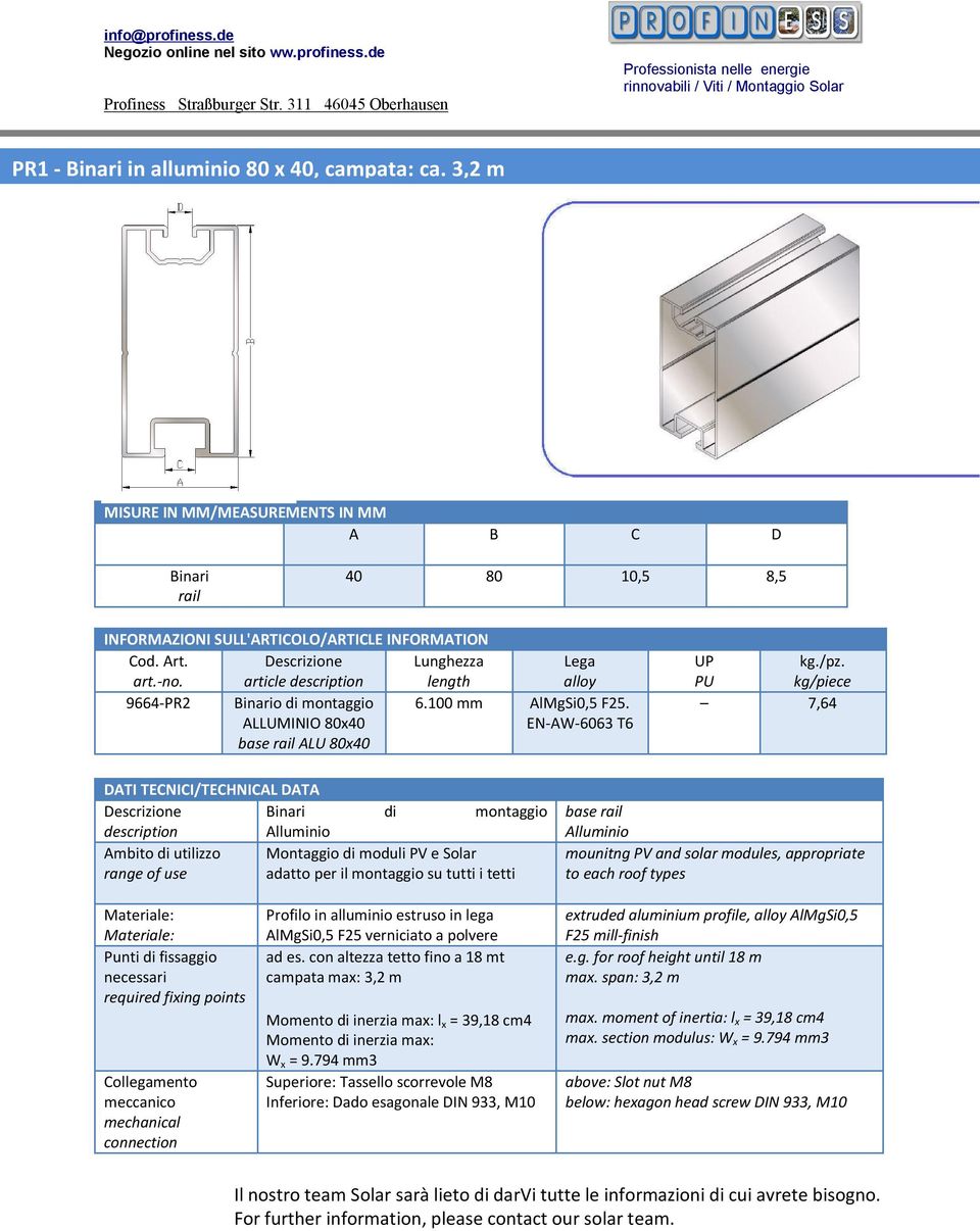 modules, appropriate to each roof types Punti di fissaggio necessari required fixing points Collegamento ad es.