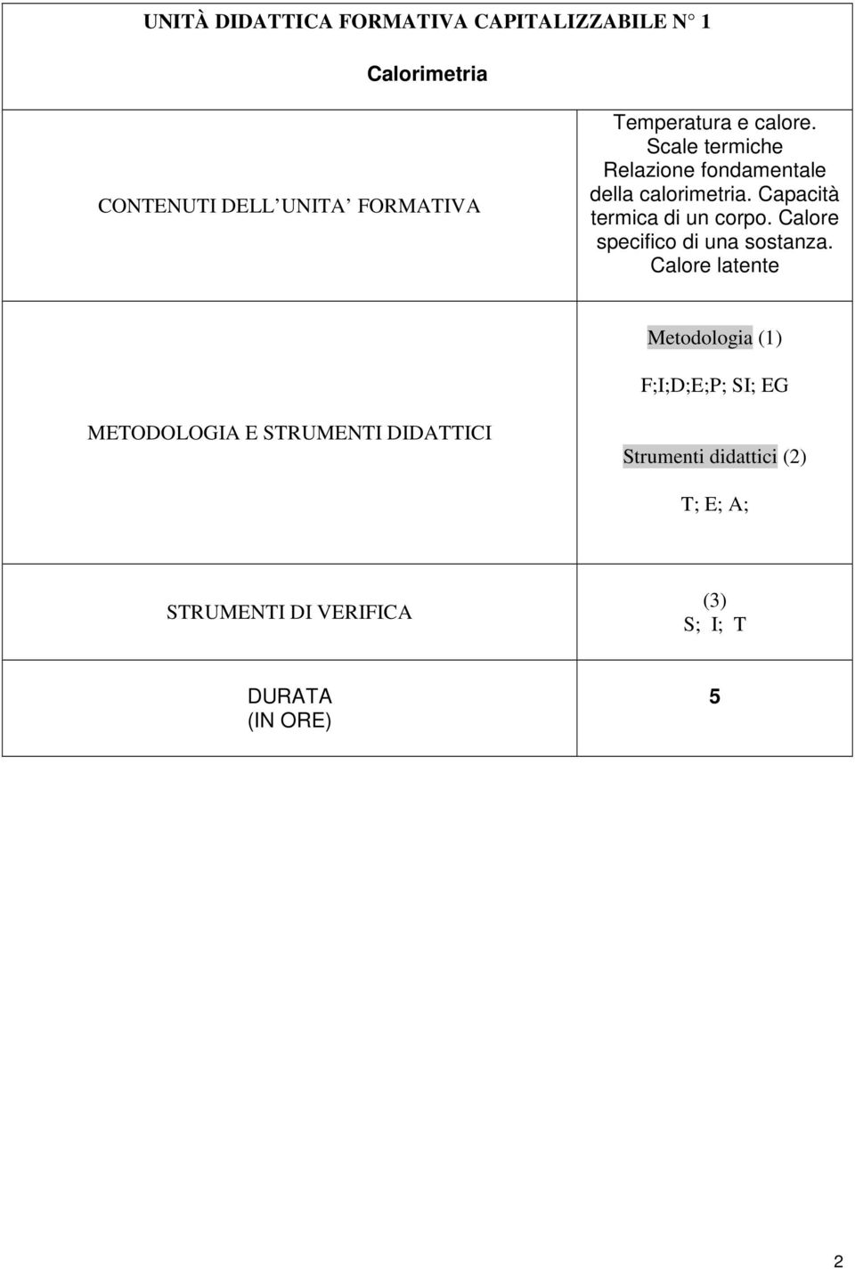 Scale termiche Relazione fondamentale della calorimetria.