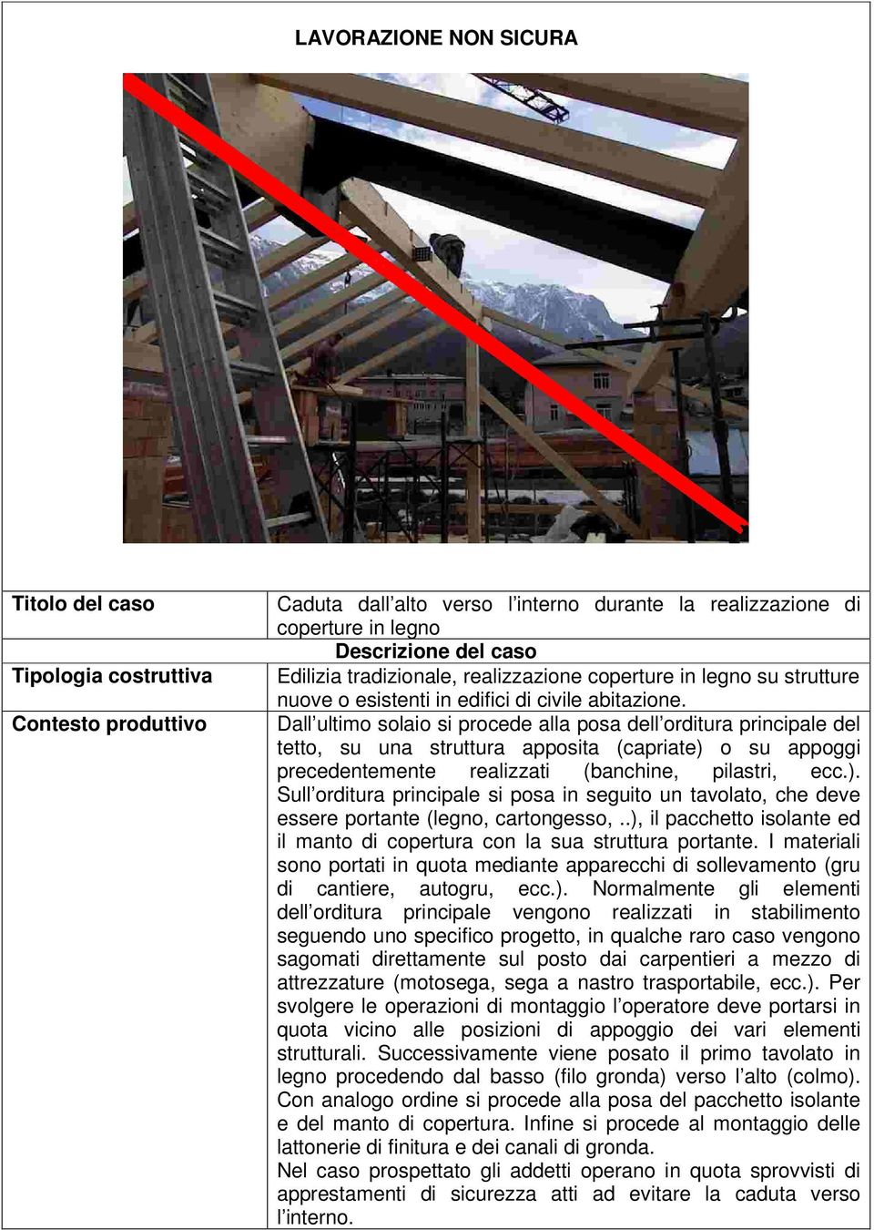 Dall ultimo solaio si procede alla posa dell orditura principale del tetto, su una struttura apposita (capriate) 