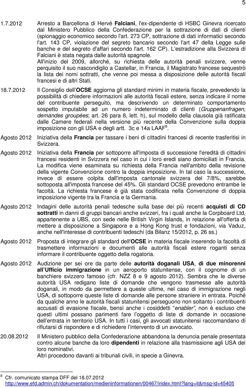 l'art. 273 CP, sottrazione di dati informatici secondo l'art. 143 CP, violazione del segreto bancario secondo l'art 47 della Legge sulle banche e del segreto d'affari secondo l'art. 162 CP).