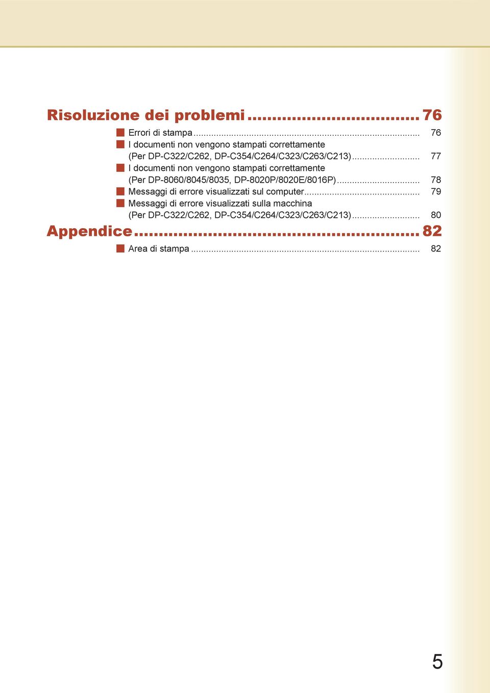 .. 77 I documenti non vengono stampati correttamente (Per DP-8060/8045/8035, DP-8020P/8020E/8016P).