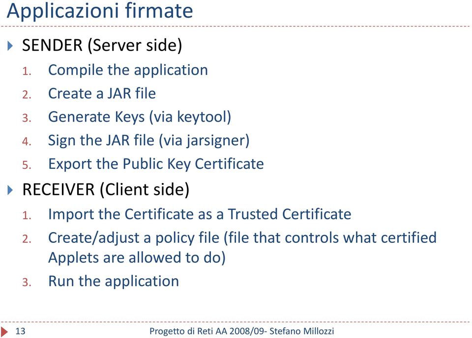 Export the Public Key Certificate RECEIVER (Client side) 1.