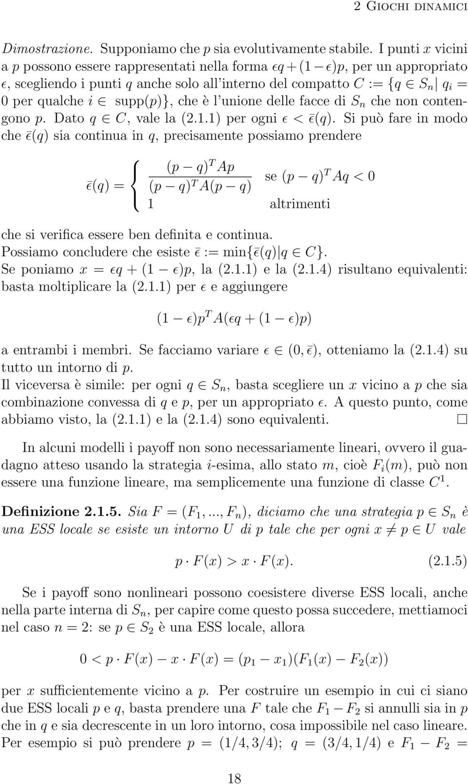 che è l unione delle facce di S n che non contengono p. Dato q C, vale la (2.1.1) per ogni ɛ < ɛ(q).