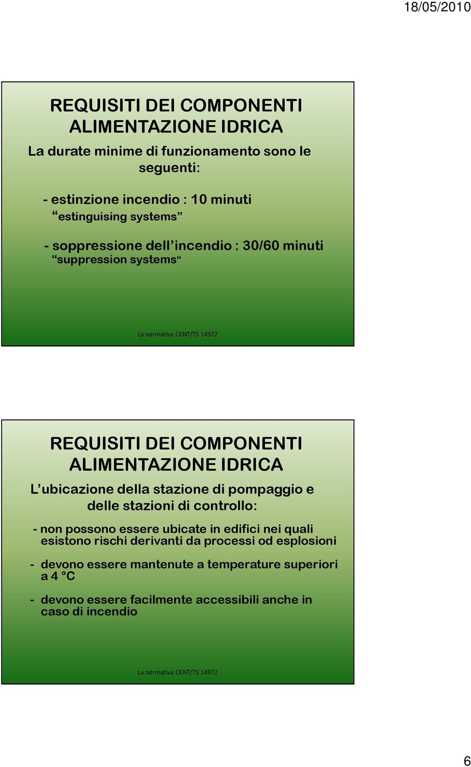 delle stazioni di controllo: - non possono essere ubicate in edifici nei quali esistono rischi derivanti da processi od