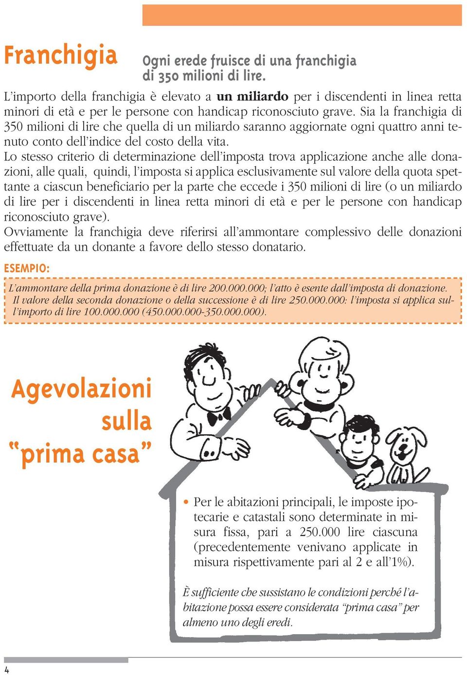 Sia la franchigia di 350 milioni di lire che quella di un miliardo saranno aggiornate ogni quattro anni tenuto conto dell indice del costo della vita.