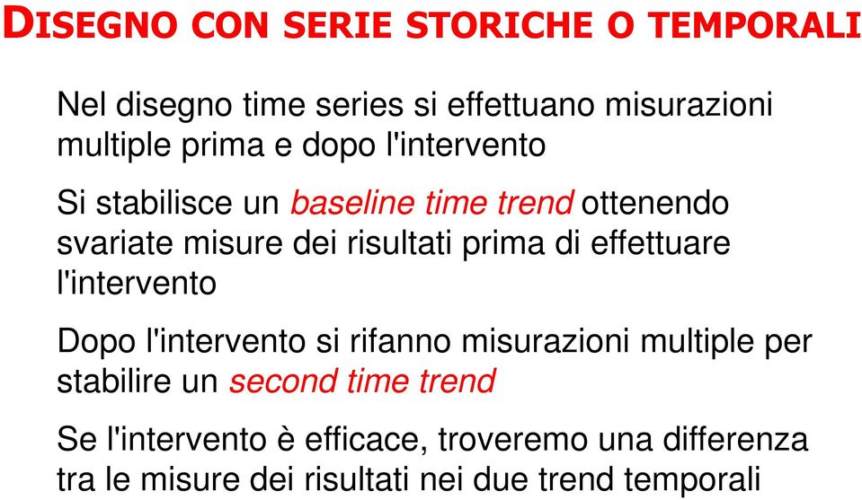 effettuare l'intervento Dopo l'intervento si rifanno misurazioni multiple per stabilire un second time