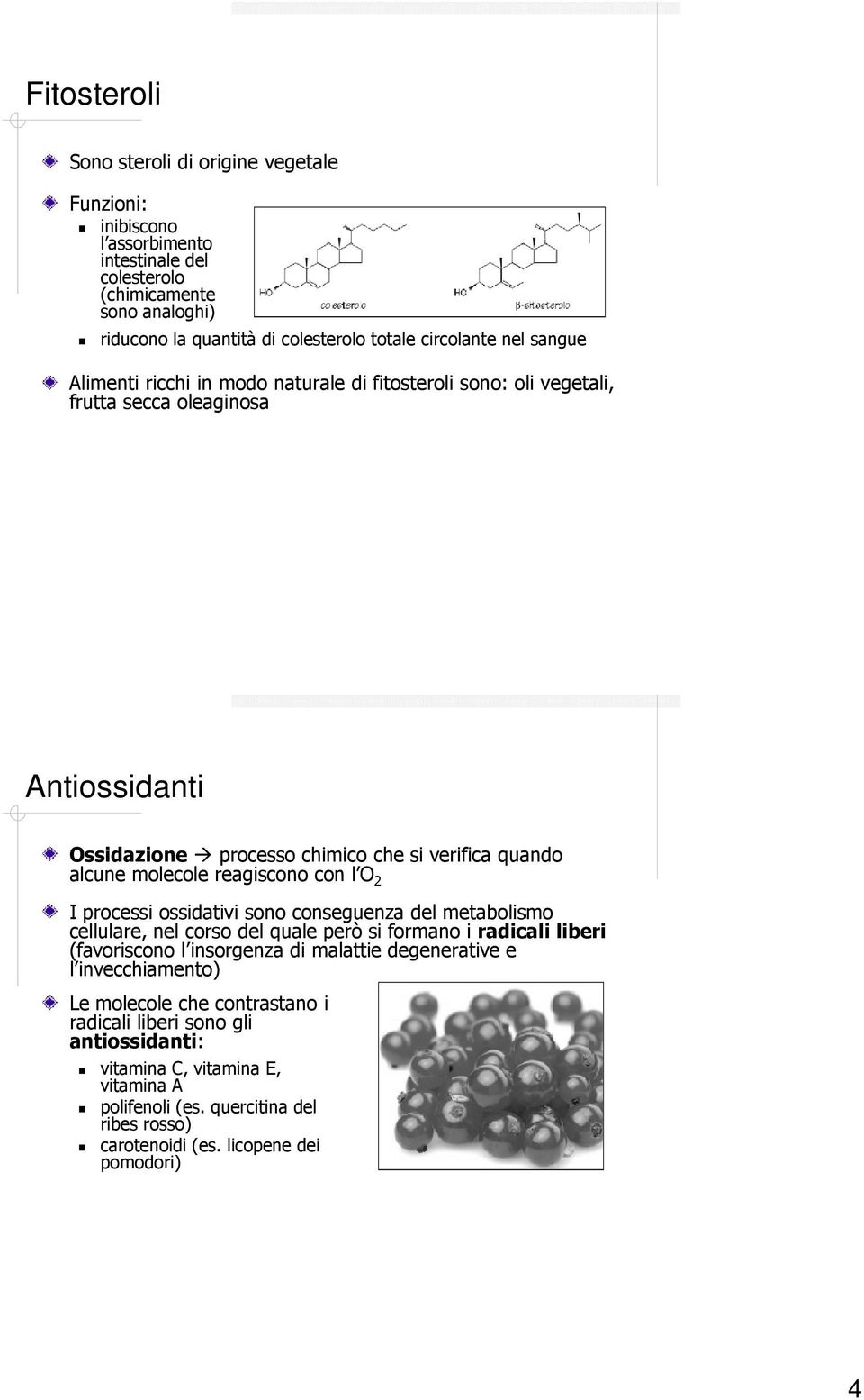 reagiscono con l O 2 I processi ossidativi sono conseguenza del metabolismo cellulare, nel corso del quale però si formano i radicali liberi (favoriscono l insorgenza di malattie degenerative e