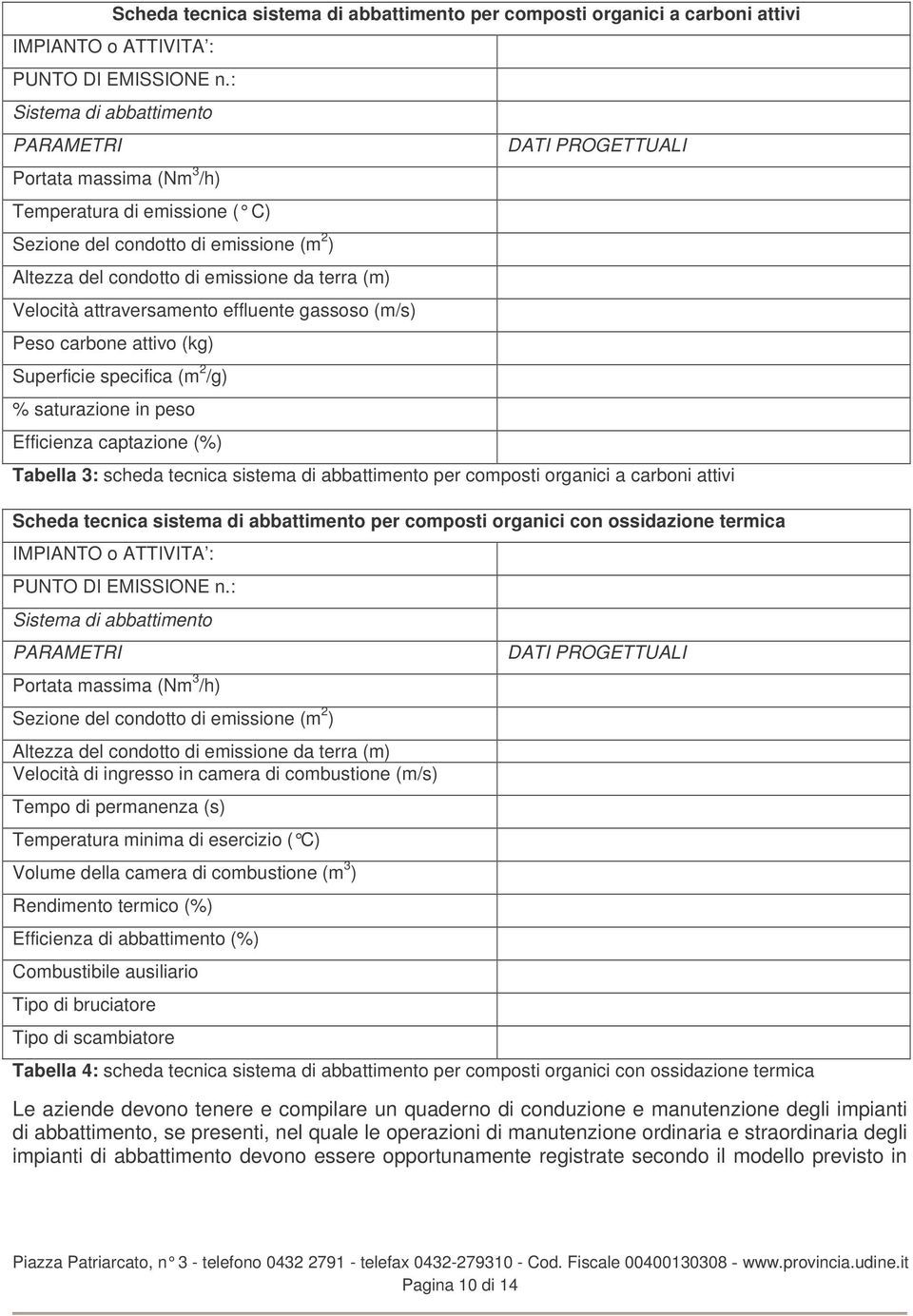 attraversamento effluente gassoso (m/s) Peso carbone attivo (kg) Superficie specifica (m 2 /g) % saturazione in peso Efficienza captazione (%) DATI PROGETTUALI Tabella 3: scheda tecnica sistema di