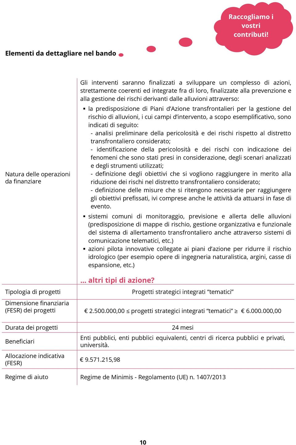 finalizzate alla prevenzione e alla gestione dei rischi derivanti dalle alluvioni attraverso: la predisposizione di Piani d Azione transfrontalieri per la gestione del rischio di alluvioni, i cui